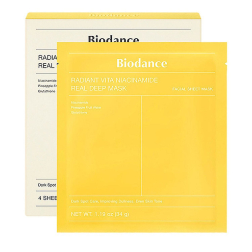 Набор масок с ниацинамидом BIODANCE Radiant Vita Niacinamide Real Deep Mask 4шт.