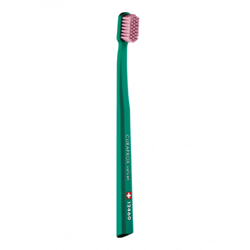 CURAPROX 12460 Зубная щетка "VELVET", d- 0,08mm в оттенке: темно-зеленая+розовая щетка