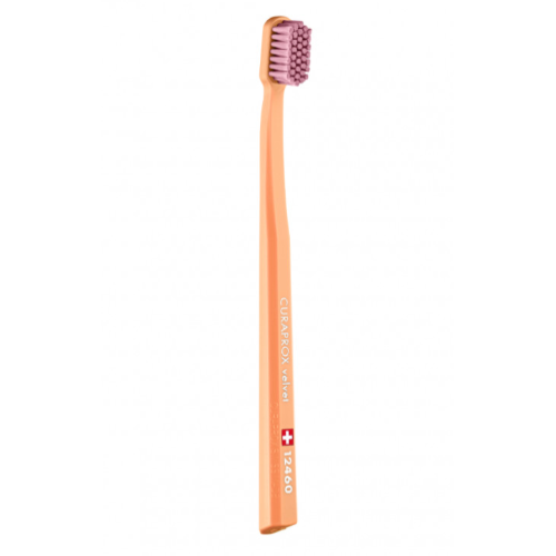 CURAPROX 12460 Зубна щітка "VELVET", d- 0,08mm у відтінку: помаранчевий+рожева щітка