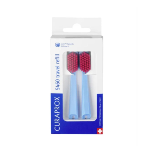 Набор сменных насадок к дорожному набору CURAPROX CS 5460 travel refill в цвете: голубой+розовый