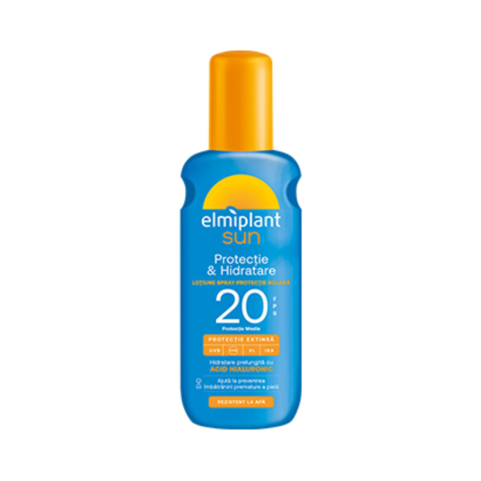 Зволожуючий сонцезахисний лосьйон спрей ELMIPLANT Spray lotion protectie solar Hidratare 20SPF 200ml Зволожуючий сонцезахисний лосьйон спрей ELMIPLANT Spray lotion protectie solar Hidratare 20SPF 200ml