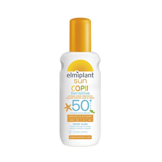 Дитячий сонцезахисний лосьйон спрей для тіла ELMIPLANT Spray lotion SENSITIVE COPPI SPF50 200 ml