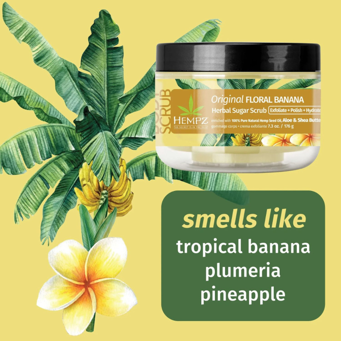 Скраб для тіла HEMPZ Sugar Body Scrub for glowing hydrated skin 176g з ароматом: Original Floral bananas