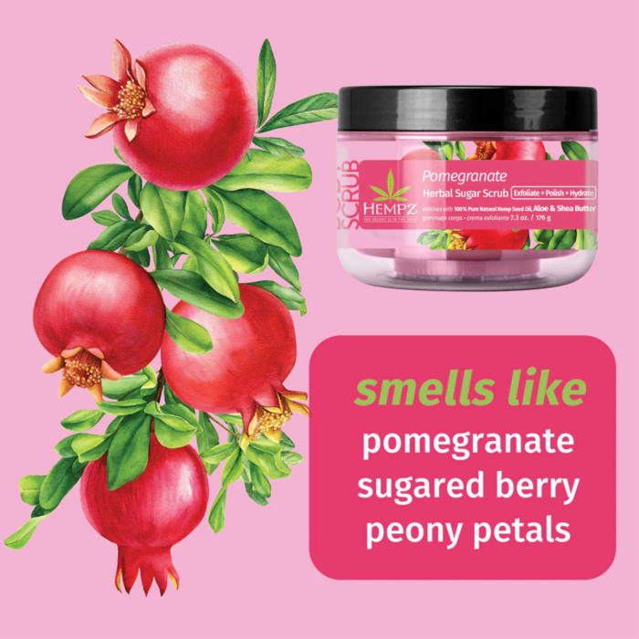 Скраб для тіла HEMPZ Sugar Body Scrub for glowing hydrated skin 176g з ароматом: Pomegranate