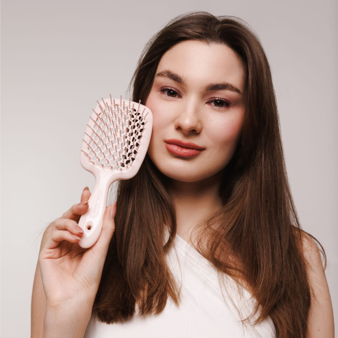 Расческа JANEKE SUPERBRUSH SMALL мини в оттенке: Пудровый с пудровым