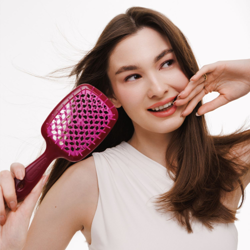 Розчіска JANEKE SUPERBRUSH стандарт у відтінку: Бургундія з рожевим