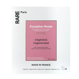 Набір з п'яти відновлювальних масок для обличчя RARE Paris Exception Rosée з церамідами, Омега 3 та 6														