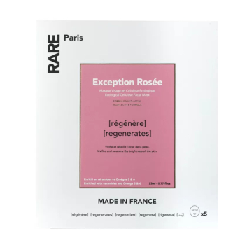 Набір з п'яти відновлювальних масок для обличчя RARE Paris Exception Rosée з церамідами, Омега 3 та 6														
