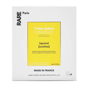 Набір з п'яти заспокійливих масок для обличчя RARE Paris Trésor Solaire з Вітаміном Е та екстрактом арніки														