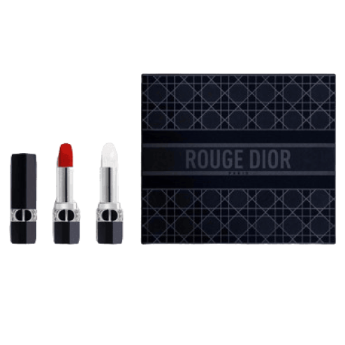 Набір футляр DIOR Rouge Dior duo collection set 999 lipstick & 000 lip balm