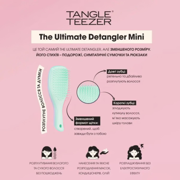 Щітка для волосся Tangle Teezer The Ultimate Detangler Mini Fine Fragile Jade lagoon