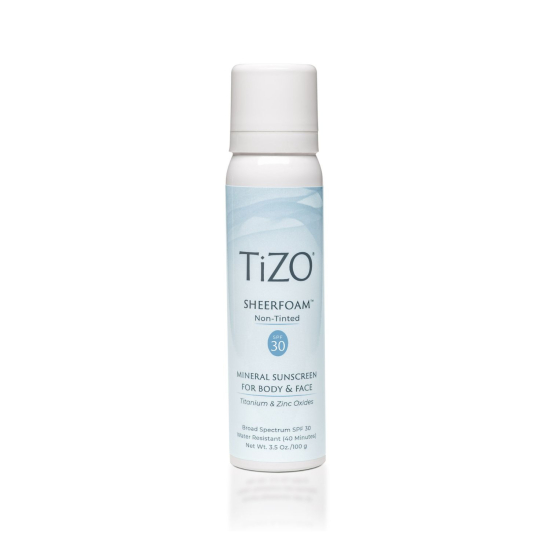 Пенка минеральная солнцезащитная для лица и тела TIZO SheerFoam Body, Face Non-Tinted SPF 30,100g
