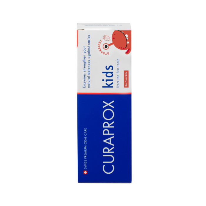 Детская зубная паста без фтора Curaprox Kids с 2-х лет Клубника 60 мл