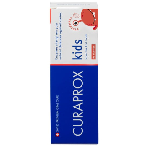 Детская зубная паста без фтора Curaprox Kids с 2-х лет Клубника 60 мл