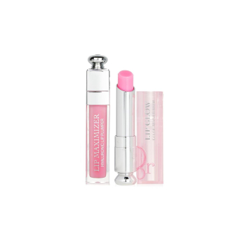 Набор для губ ( бальзам + блеск ) DIOR Addict Lip Maximizer lip glow Plump & Color 6ml+3.2g в оттенке: 001 Pink