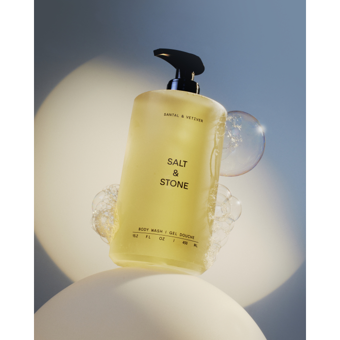 Антиоксидантний гель для душу з ароматом сандалового дерева та ветиверу SALT & STONE, 450 ml														