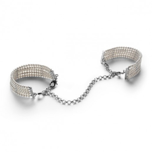 Браслети - наручники  PLASIR NACRE  білі перли  Bijoux Indiscrets (Іспанія)
