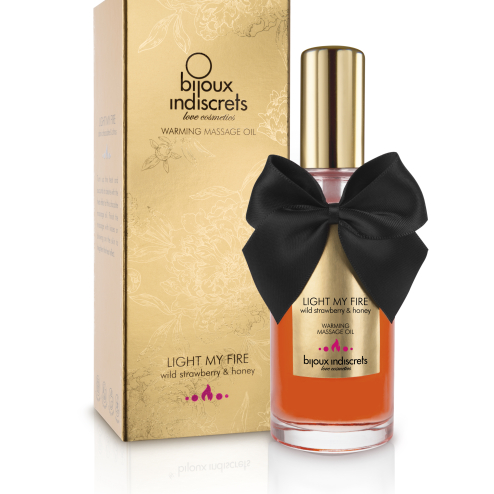 Зігріваюча масажна олія  LIGHT MY FIRE, 100 мл.  суниця з медом  Bijoux Cosmetiques (Іспанія)