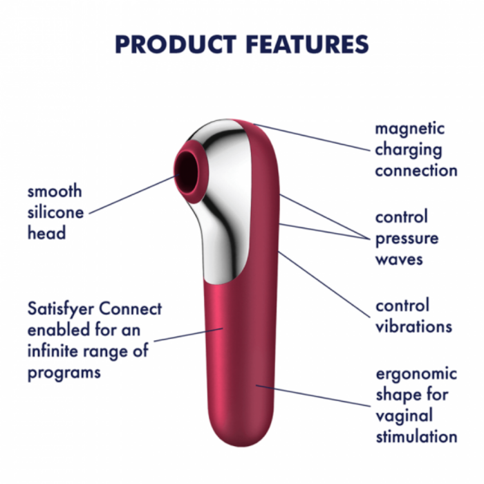 Смарт вібратор 3 в 1 Dual Love, двосторонній  колір: червоний  Satisfyer (Німеччина)