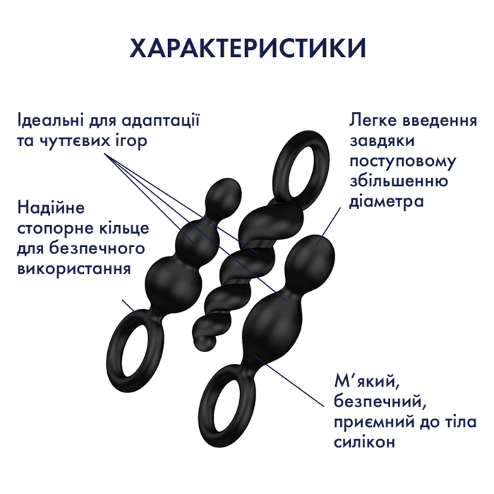 Набір анальних пробок Booty Call колір: чорний  Satisfyer (Німеччина)