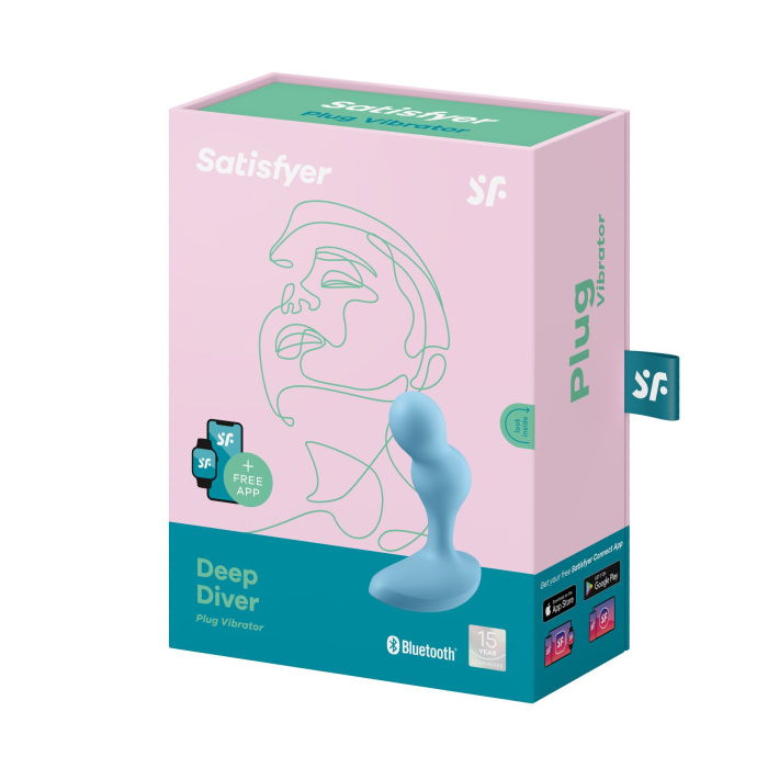 Анальна смарт пробка з вібрацією Deep Diver колір: блакитний Satisfyer (Німеччина)