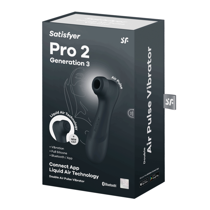 Вакуумний смарт стимулятор для клітора  з вібрацією та Liquid Air  Pro 2 Generation 3 Connect App  колір: темно-сірий  Satisfyer (Німеччина)