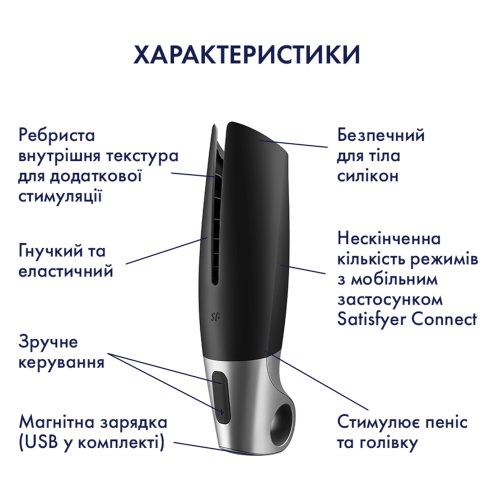 Мастурбатор Power колір: чорний  Satisfyer (Німеччина)