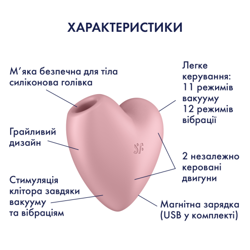 Вакуумний стимулятор для клітора Cutie Heart колір: рожевий Satisfyer (Німеччина)