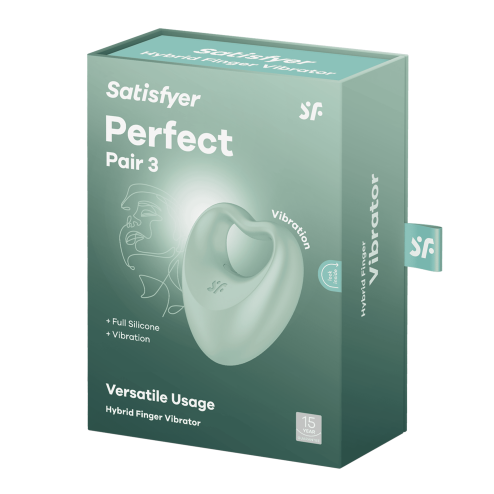 2 в 1 вібратор для пар: віброкільце + вібратор на пальці  Perfect Pair 3, колір: зелений Satisfyer (Німеччина)
