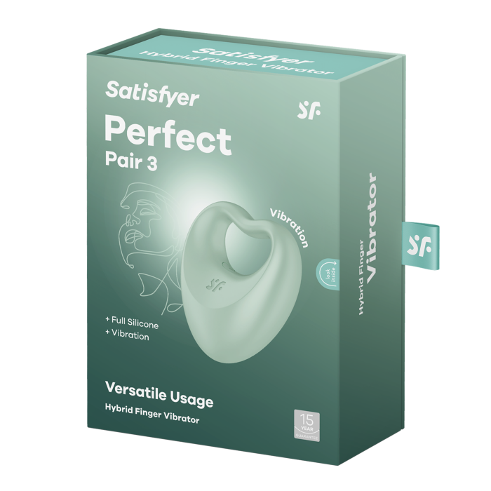 2 в 1 вібратор для пар: віброкільце + вібратор на пальці  Perfect Pair 3, колір: зелений Satisfyer (Німеччина)