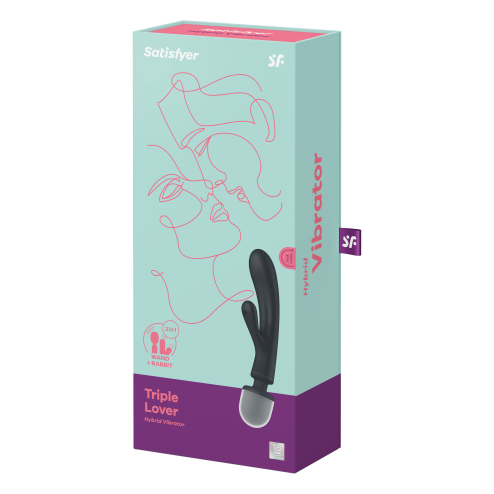2 в 1: вібратор-кролик + масажер Triple Lover колір: сірий Satisfyer (Німеччина)