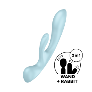 2 в 1: вібратор-кролик + масажер Triple Oh колір: блакитний Satisfyer (Німеччина)