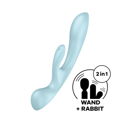 2 в 1: вібратор-кролик + масажер Triple Oh колір: блакитний Satisfyer (Німеччина)