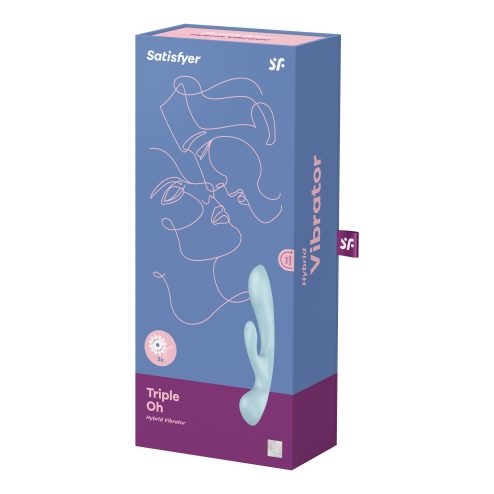 2 в 1: вібратор-кролик + масажер Triple Oh колір: блакитний Satisfyer (Німеччина)