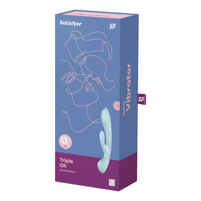 2 в 1: вібратор-кролик + масажер Triple Oh колір: блакитний Satisfyer (Німеччина)