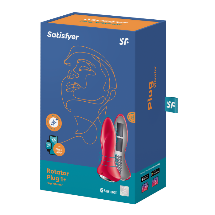 Анальний смарт вібратор Rotator Plug 1+ вібрація + імітація римінгу колір: червоний Satisfyer (Німеччина)