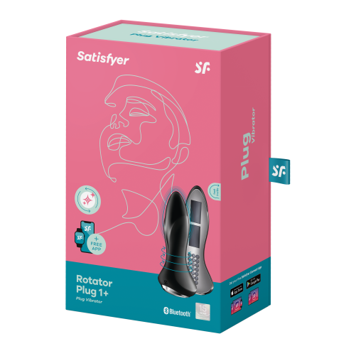 Анальний смарт вібратор Rotator Plug 1+ вібрація + імітація римінгу колір: чорний Satisfyer (Німеччина)