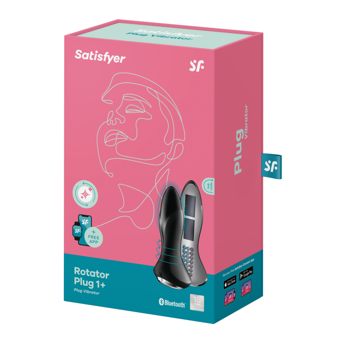 Анальний смарт вібратор Rotator Plug 1+ вібрація + імітація римінгу колір: чорний Satisfyer (Німеччина)