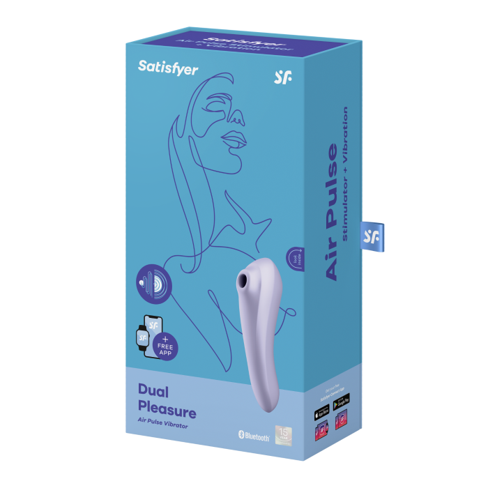 Смарт вакуумний стимулятор + вібратор Dual Pleasure, двосторонній колір: ліловий Satisfyer (Німеччина)