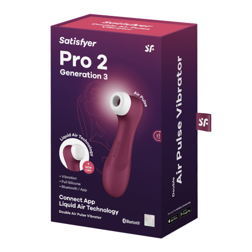 Вакуумний смарт стимулятор для клітора  з вібрацією та Liquid Air  Pro 2 Generation 3 Connect App  колір: бордовий  Satisfyer (Німеччина)
