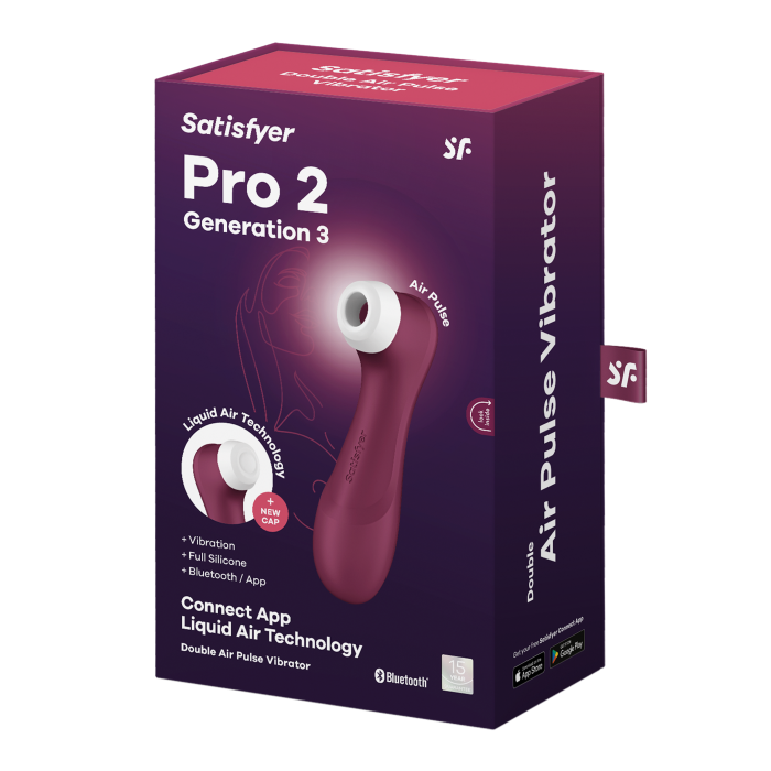 Вакуумний смарт стимулятор для клітора  з вібрацією та Liquid Air  Pro 2 Generation 3 Connect App  колір: бордовий  Satisfyer (Німеччина)