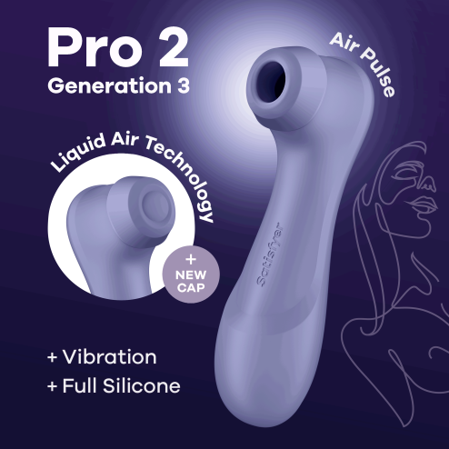 Вакуумний стимулятор клітора з вібрацією та Liquid Air Pro 2 Generation 3  колір: фіолетовий Satisfyer (Німеччина)
