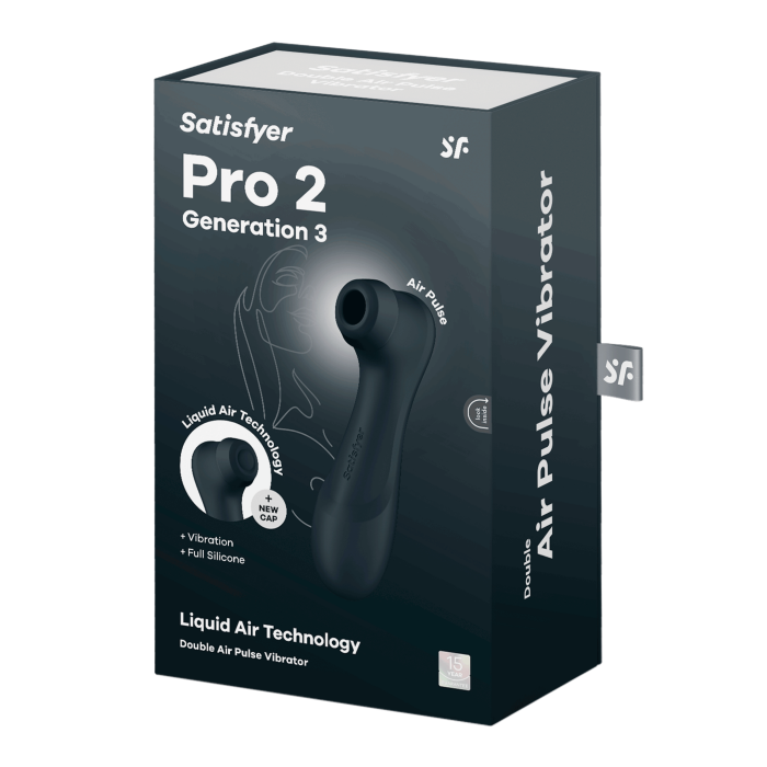 Вакуумний стимулятор клітора з вібрацією та Liquid Air Pro 2 Generation 3  колір: темно-сірий Satisfyer (Німеччина)