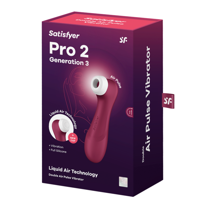 Вакуумний стимулятор клітора з вібрацією та Liquid Air Pro 2 Generation 3  колір: бордовий Satisfyer (Німеччина)
