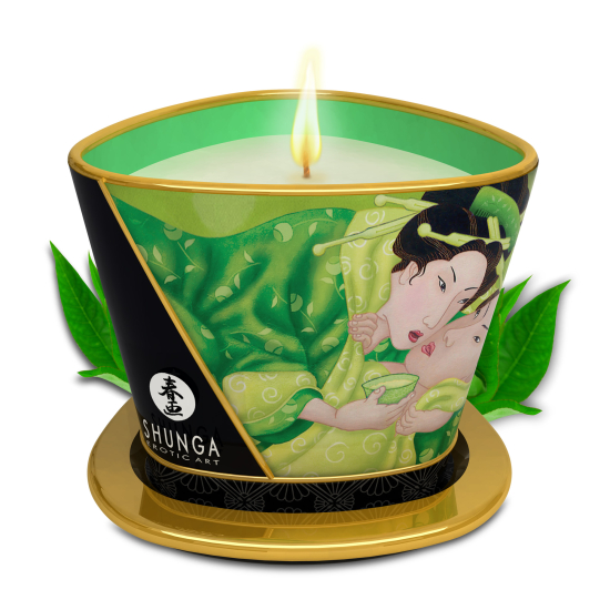 Масажна свічка Exotic Green Tea аромат: зелений чай, 170 мл.  SHUNGA (Канада)