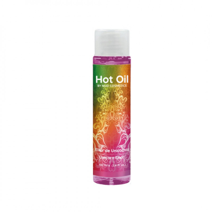Зігріваюча їстівна масажна олія  смак: еліксир єдинорога  HOT OIL Unicorn Elixir, 100 мл Nuei (Іспанія)