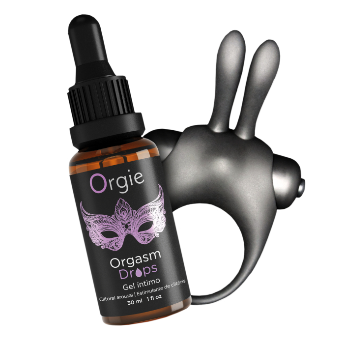Набір ORGASMIC BUNNY ерекційне віброкільце + краплі для клітора Orgie (Бразилія-Португалія)