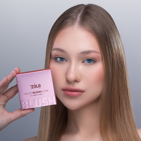 Румяна для обличчя ZOLA Velvet Blush Glow у відтінку: 01 Dream Coral