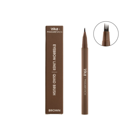 Лайнер для брів з квадро-пензлем ZOLA x Makarevich Eyebrow Liner with Quad Brush 55ml у відтінку: Brown